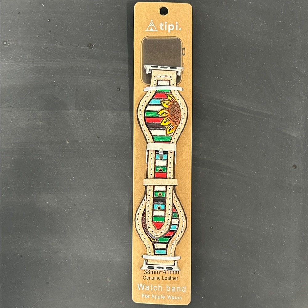 Tipi Tooled Leather Watch Band for Apple Watch. NWT